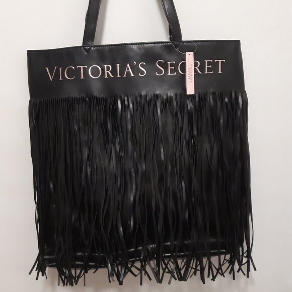 New Victoria's Secret Fringed Black Tote Bag - Picture 10 of 10